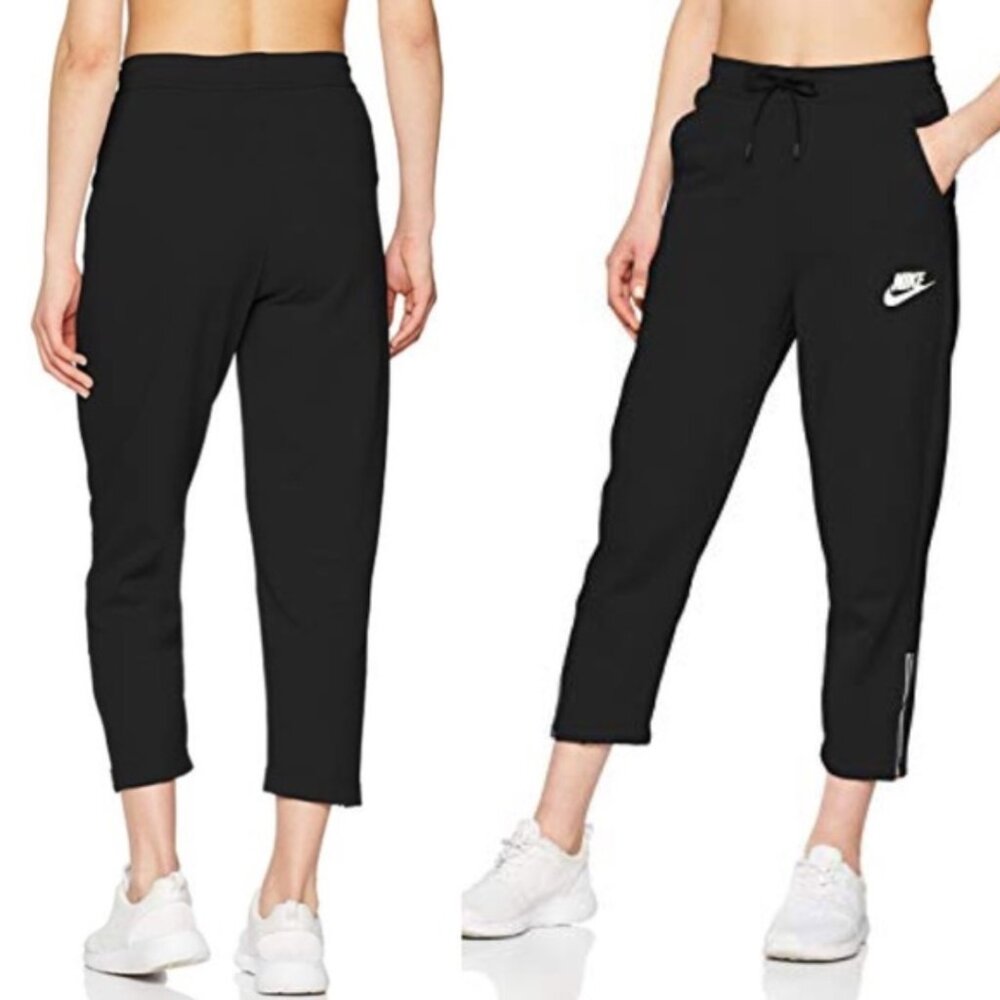 NWT NIKE Croped Jersey High Waist PANT SNKR 884410-010 Black S - Picture 5 of 13